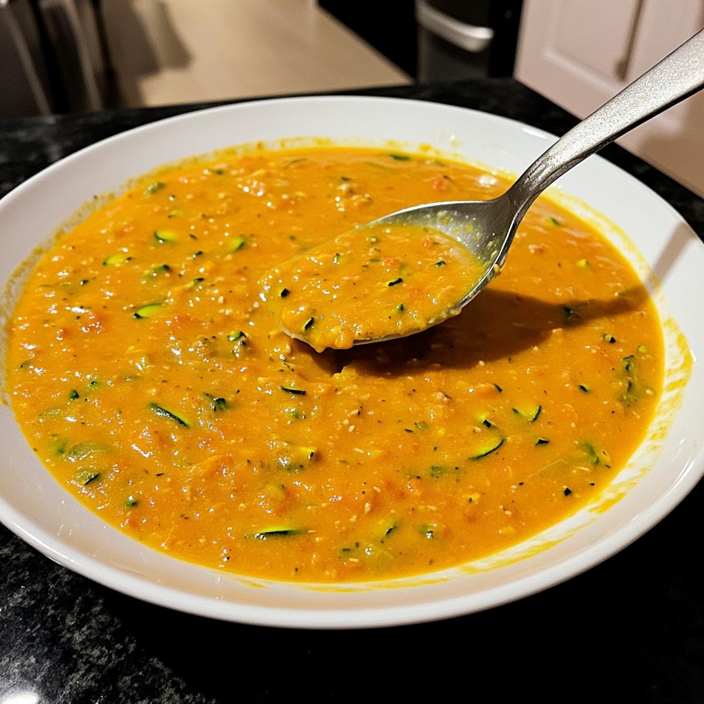 Cremige Kürbissuppe mit Zucchini