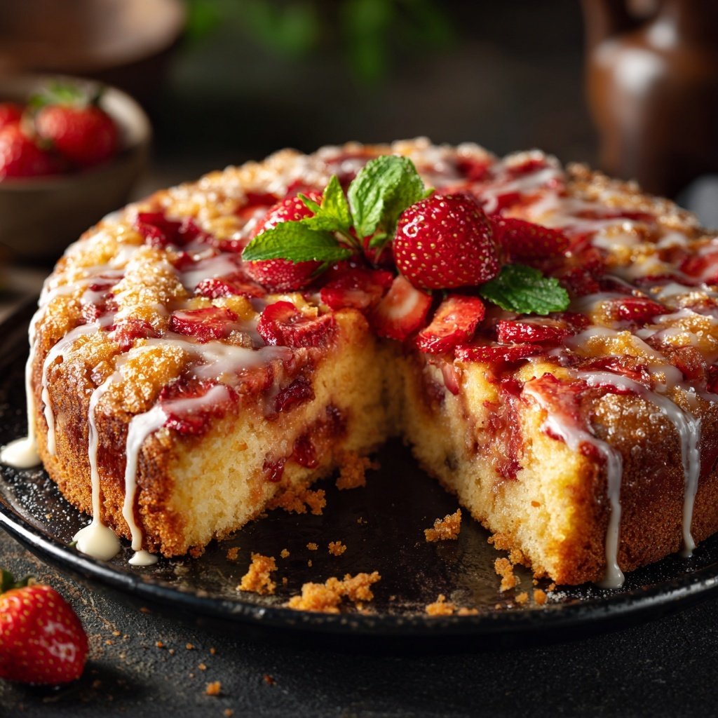 Erdbeer Blechkuchen Mit Zucker Kruste