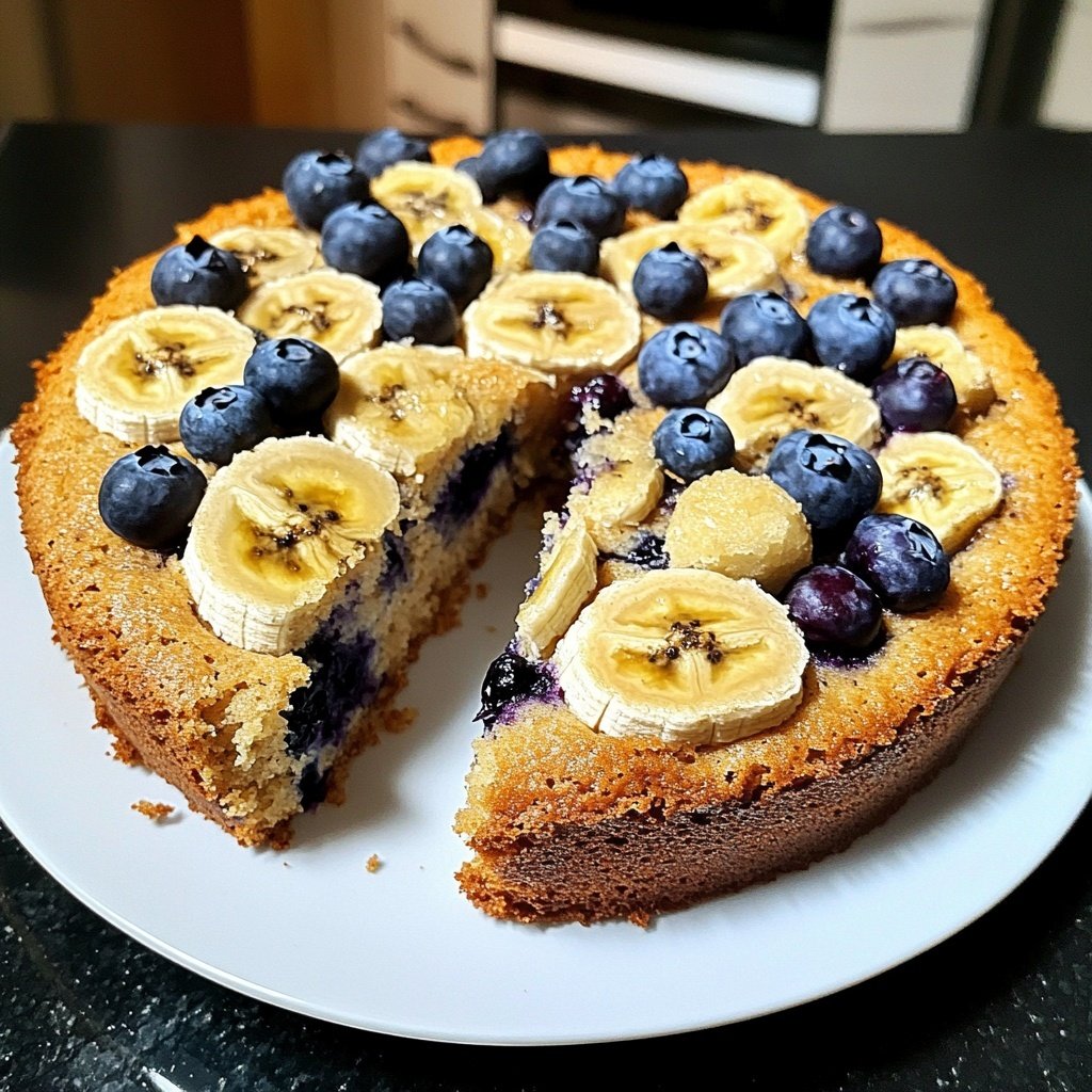 Bananenkuchen mit Blaubeeren
