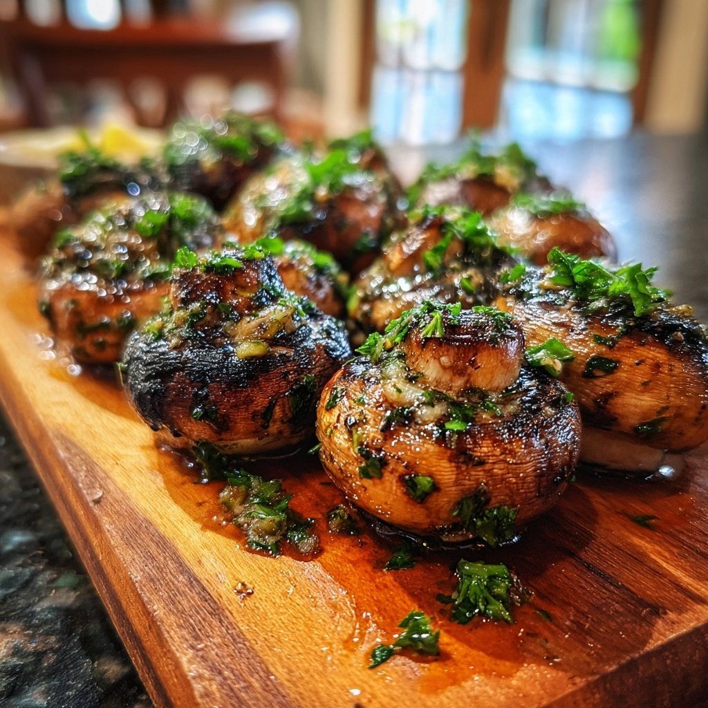 Gegrillte Pilze Kräuter Art