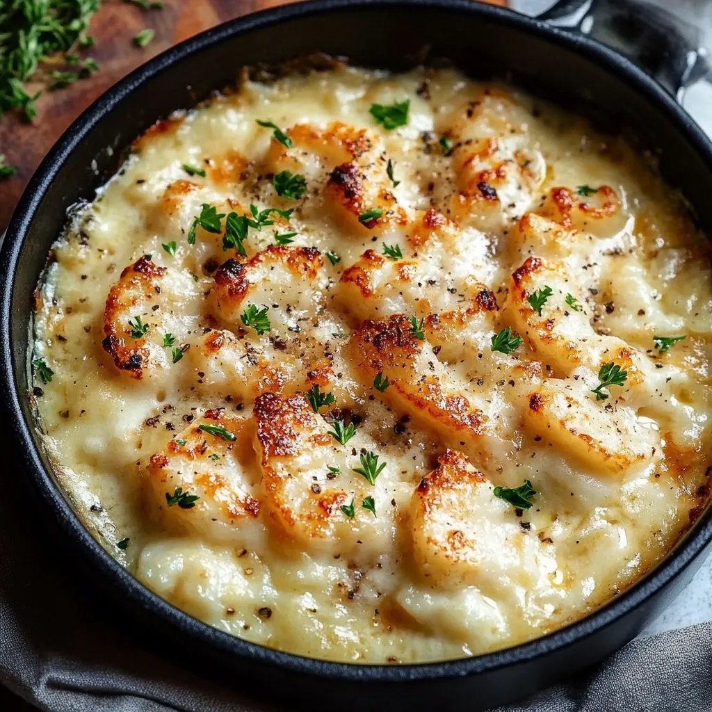 Cremiger Hähnchen und Blumenkohlreis Auflauf