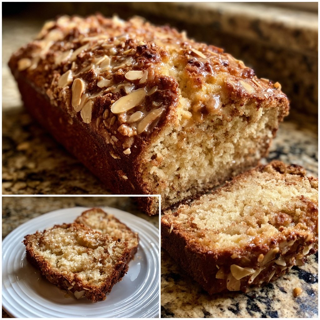 Bananenbrot mit Mandelstückchen und Honig
