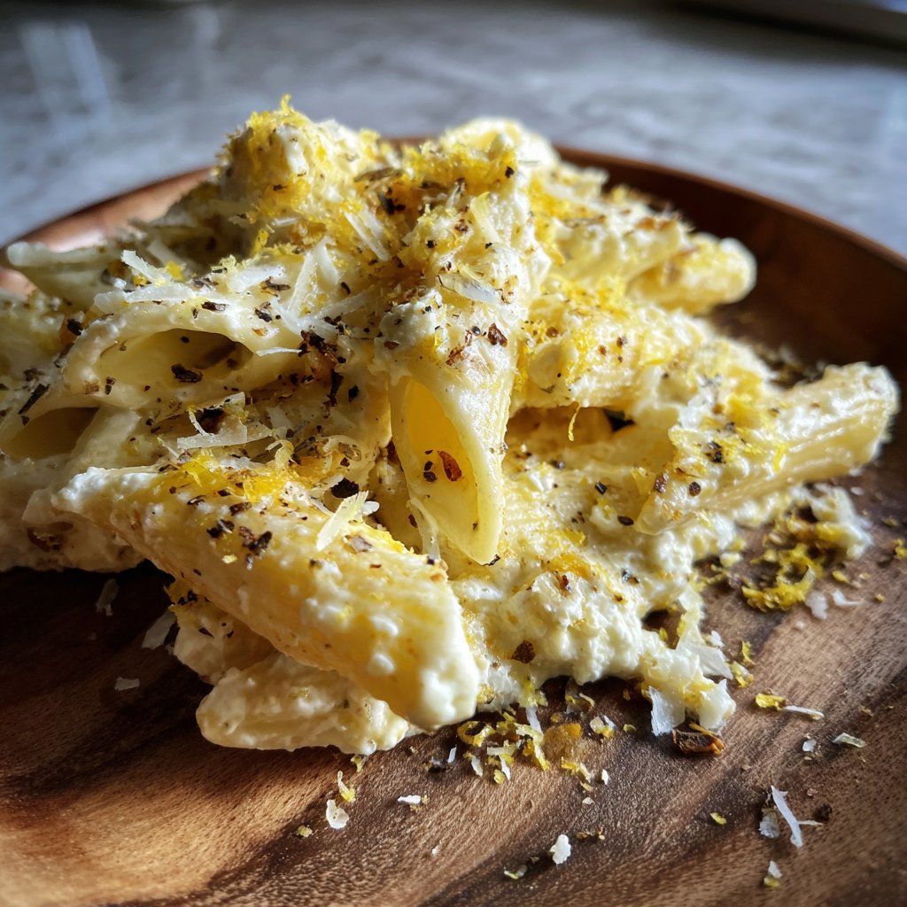 Penne mit Ricotta und Zitrone