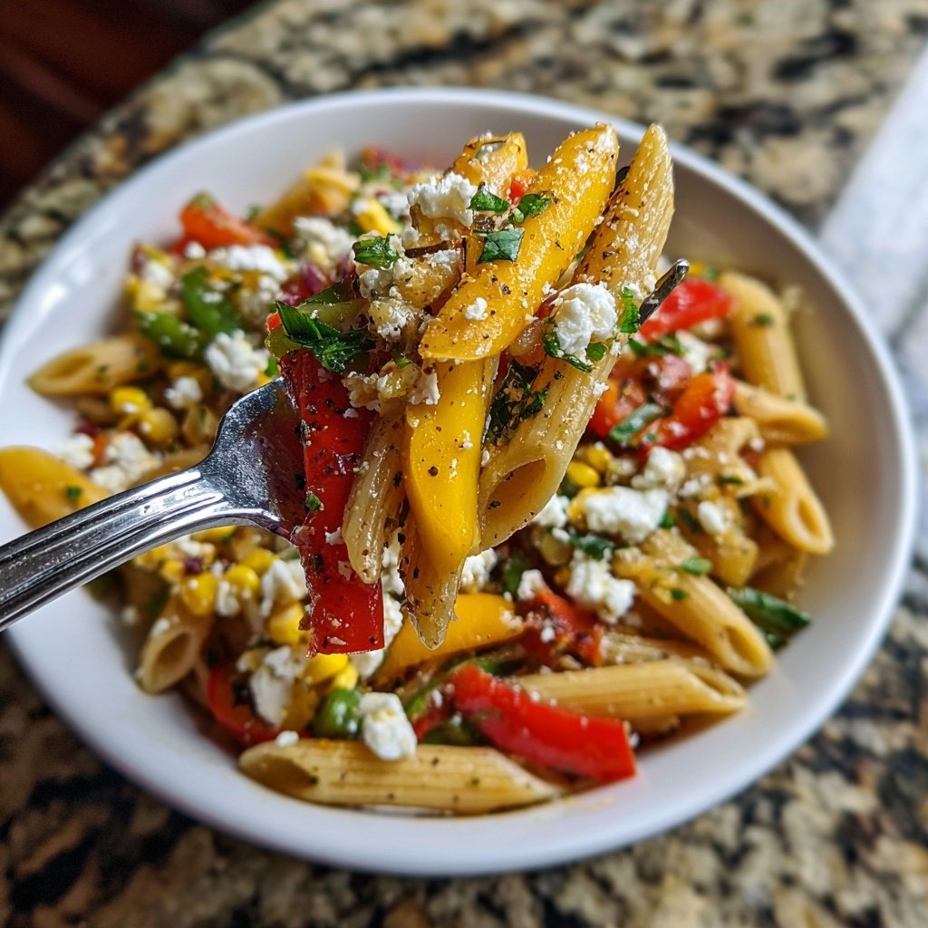 Mediterraner Nudelsalat Mit Mais